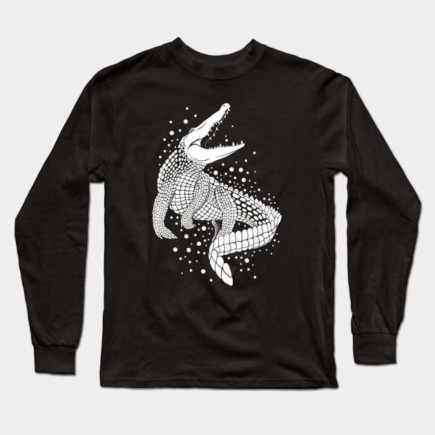 White Crocodile Long Sleeve T-Shirt by TMBTM